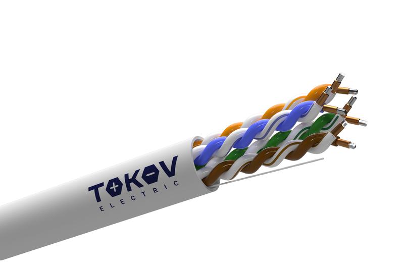 Кабель витая пара U/UTP 4х2х24 AWG кат.5E ССA PVC TOKOV Light (м) TOKOV Eletrcic TKL-C06-U42CCA-5E-305-PVC