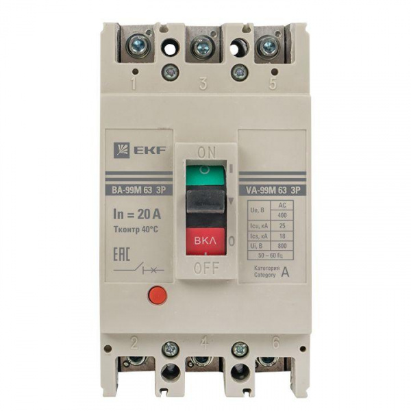 Выключатель автоматический 3п 63/20А 25кА ВА-99М PROxima EKF mccb99-63-20m
